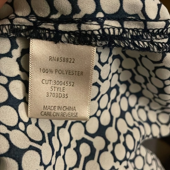 Max Studio Navy and White Patterned Button-Up Shirt - Picture 5 of 5